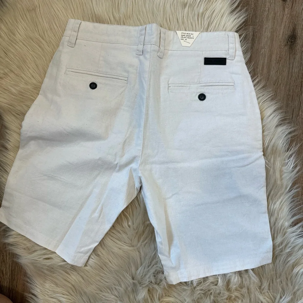 Society Men's Light Cream Flat Front Shorts - Picture 2 of 3